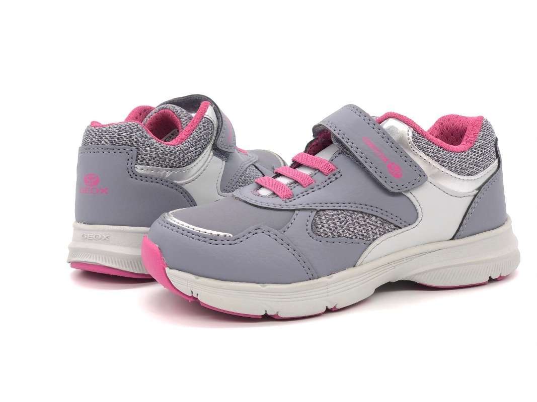 GEOX J Hoshiko G Sneakers bambina grigia e rosa - Image 3