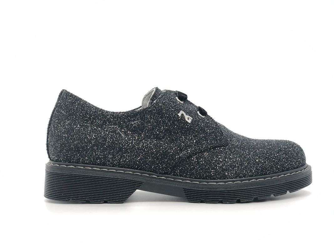 NERO GIARDINI Francesine bambina nere glitter in pelle - Image 4