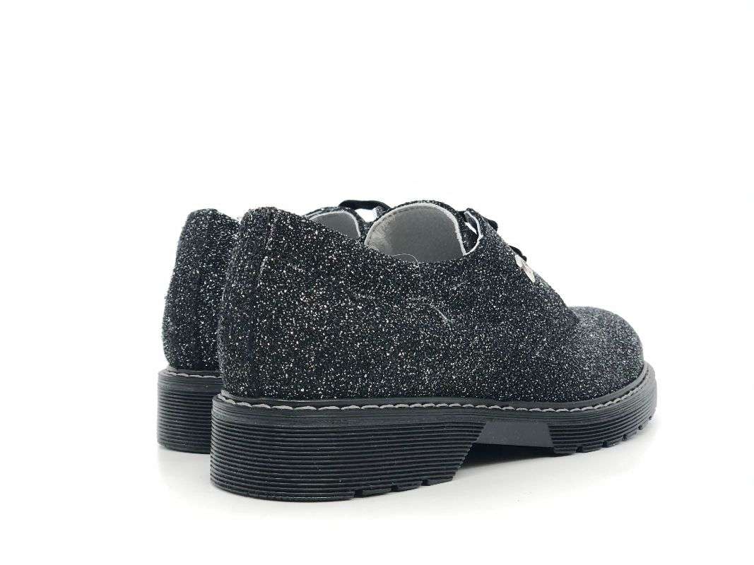 NERO GIARDINI Francesine bambina nere glitter in pelle - Image 3