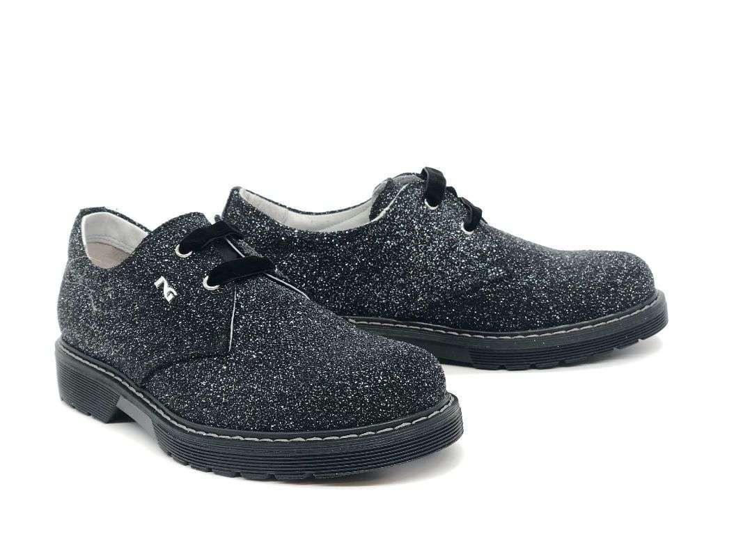 NERO GIARDINI Francesine bambina nere glitter in pelle - Image 2