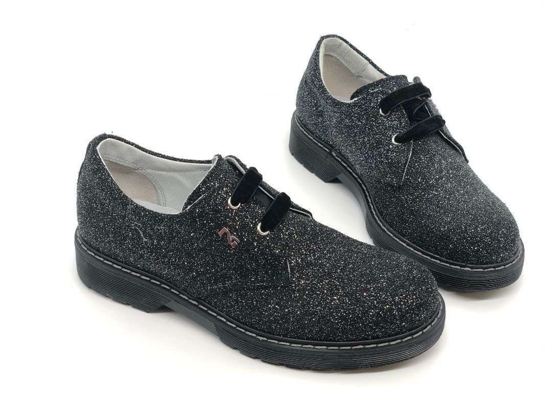 NERO GIARDINI Francesine bambina nere glitter in pelle - Image 6
