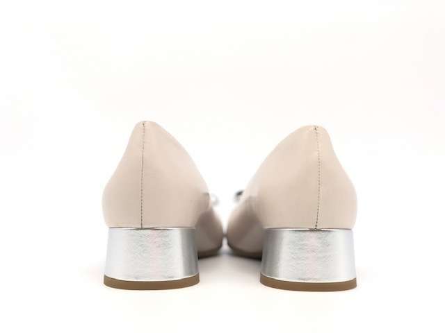 COLETTE Décolleté beige e grigio in vera pelle tacco 30 con fiocco - Image 5
