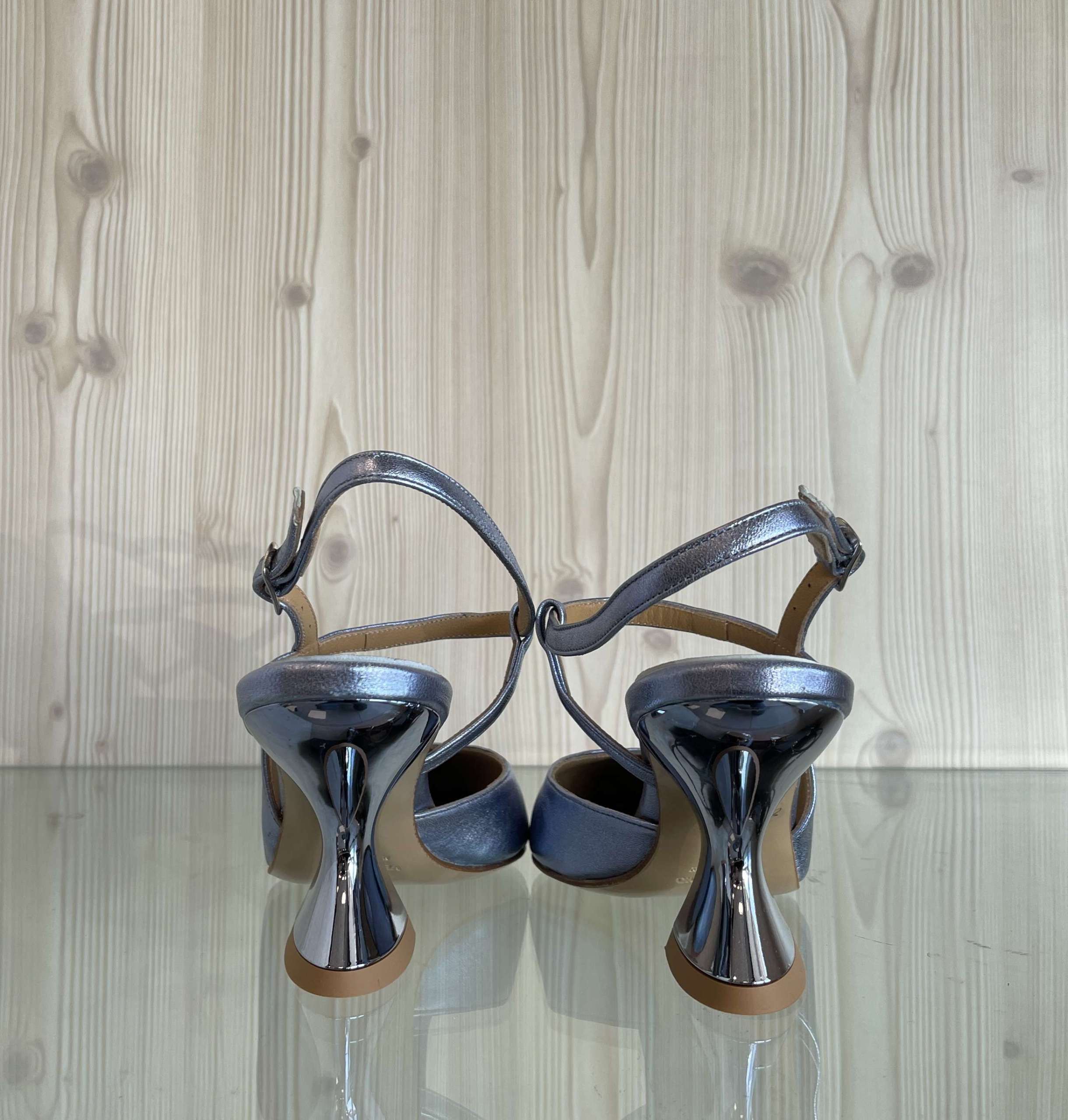 ENZO D'ALESSANDRO Slingback blu Jeans tacco 70 - Image 6
