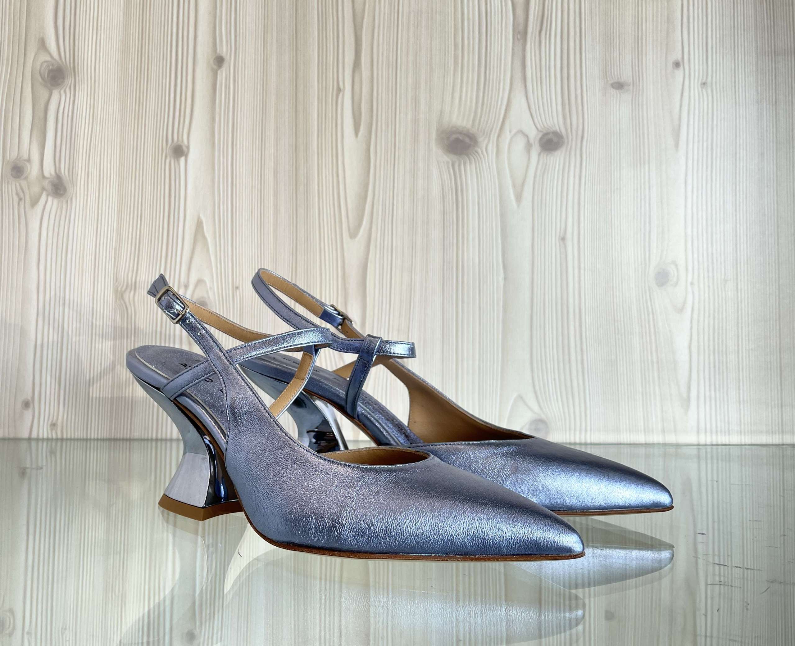ENZO D'ALESSANDRO Slingback blu Jeans tacco 70 - Image 5