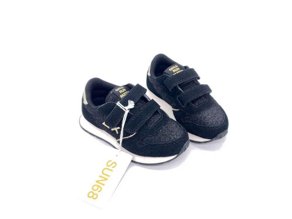 SUN68 Sneakers Bambina Nero Glitter Textile - Image 3
