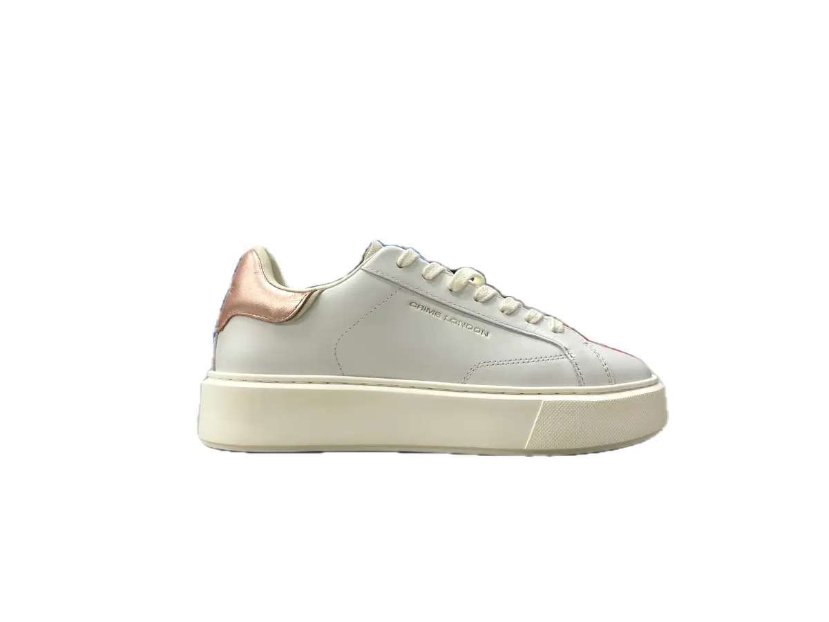 CRIME LONDON Sneakers Donna Bianco Rosa Laminato - Image 4