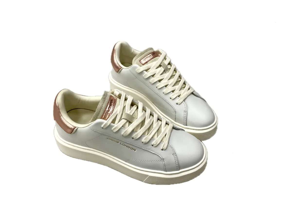 CRIME LONDON Sneakers Donna Bianco Rosa Laminato - Image 6