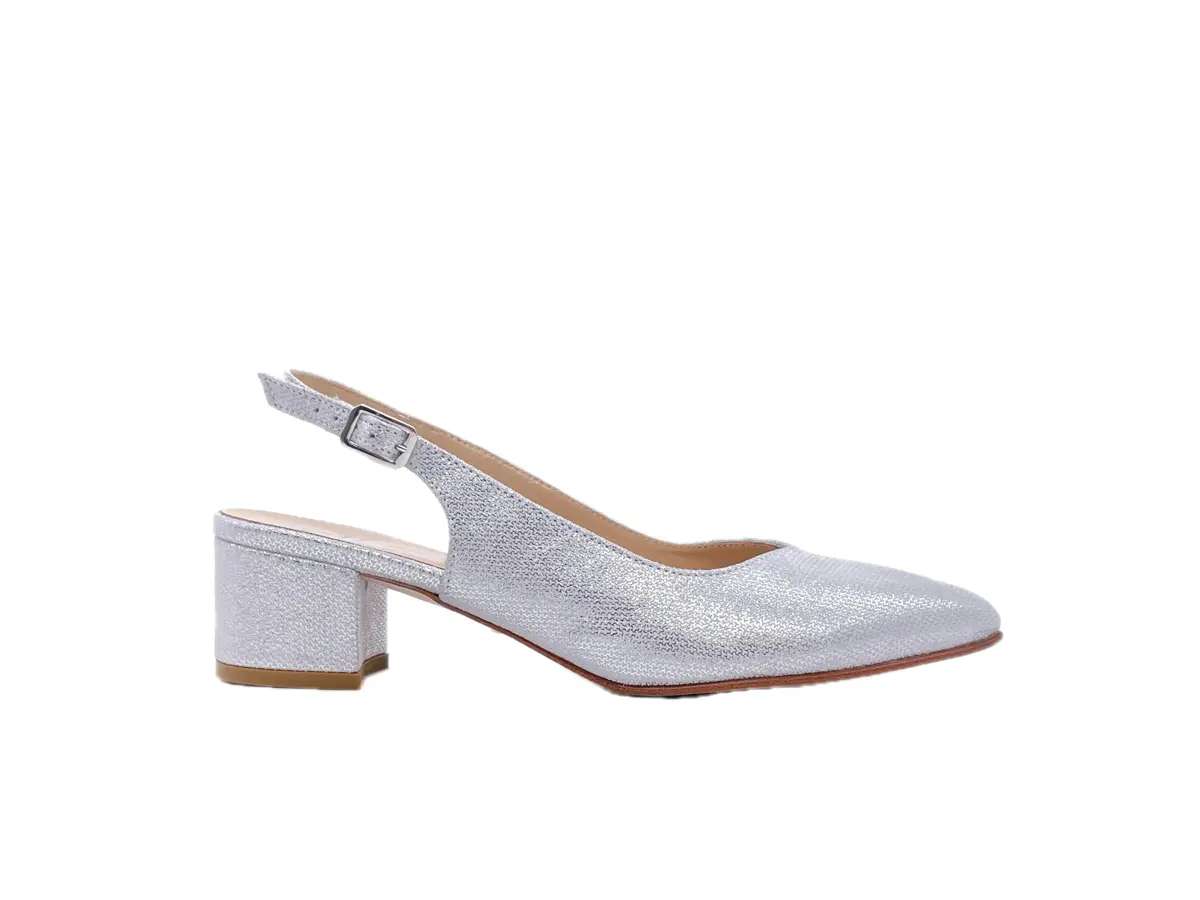Ellen slingback donna in pelle iron argento tacco basso - Image 3