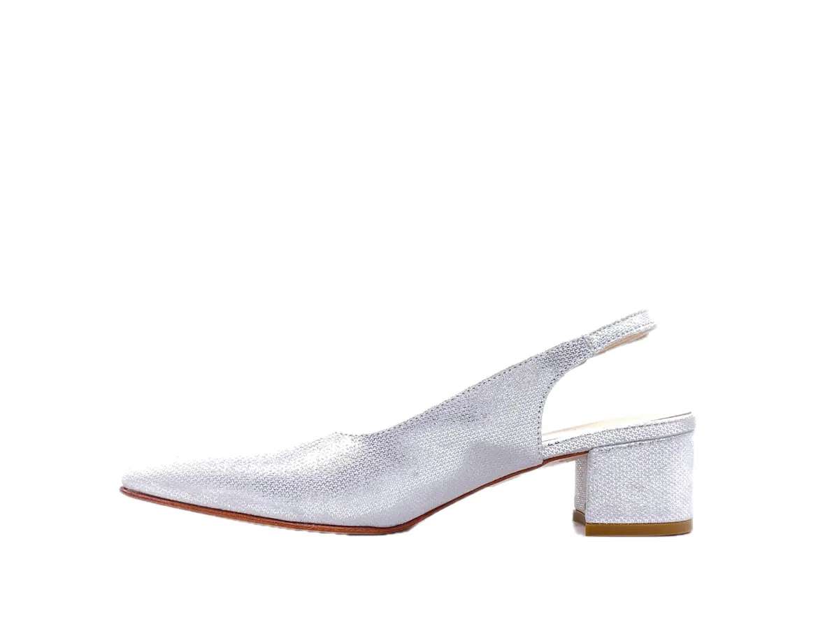 Ellen slingback donna in pelle iron argento tacco basso - Image 4