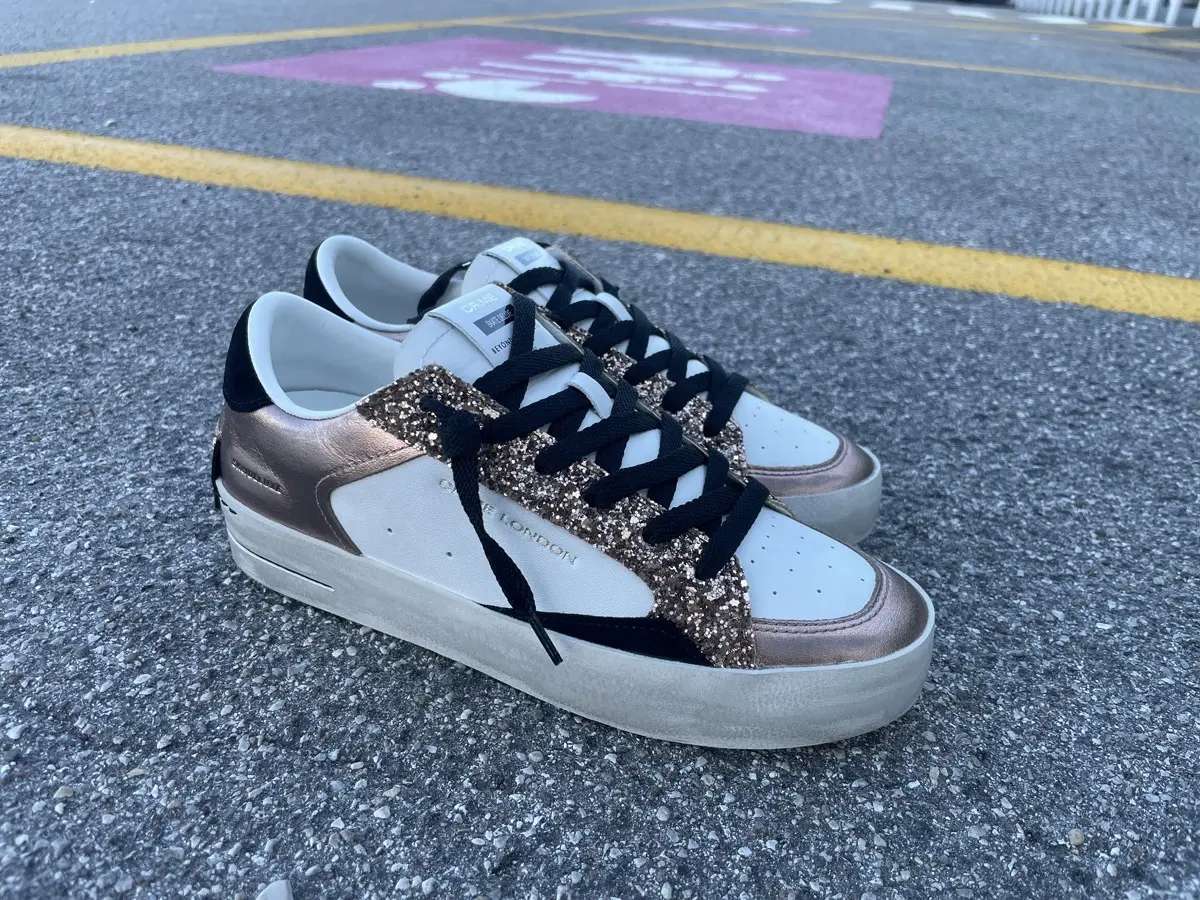 CRIME LONDON Sneakers donna SK8 DELUXE Bianco Bronzo Nero - Image 4