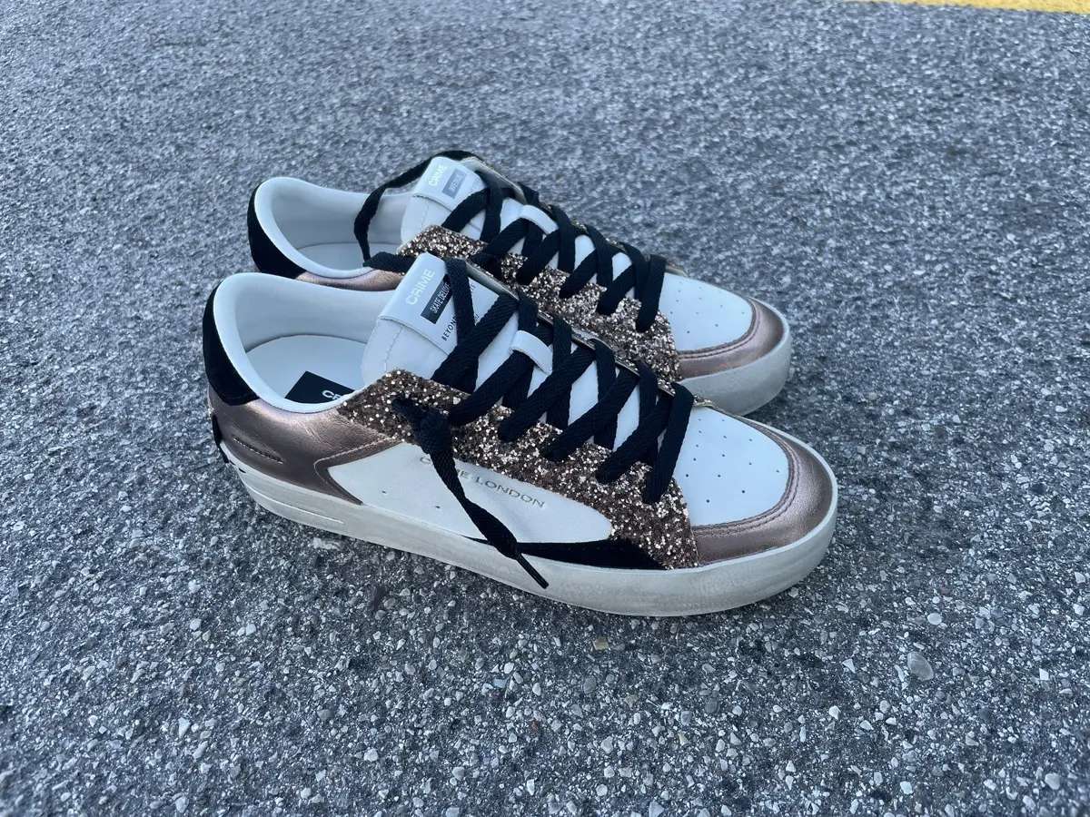 CRIME LONDON Sneakers donna SK8 DELUXE Bianco Bronzo Nero - Image 3