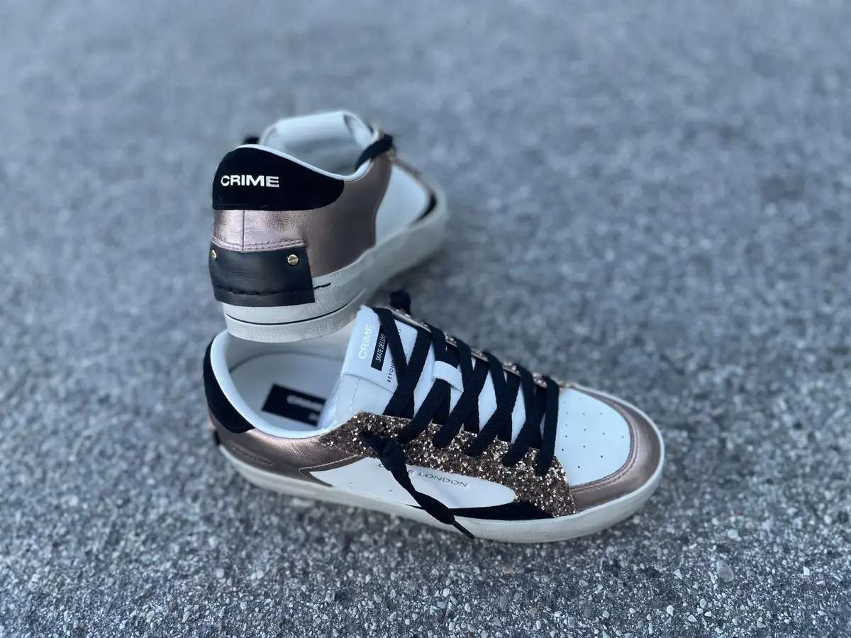 CRIME LONDON Sneakers donna SK8 DELUXE Bianco Bronzo Nero - Image 2