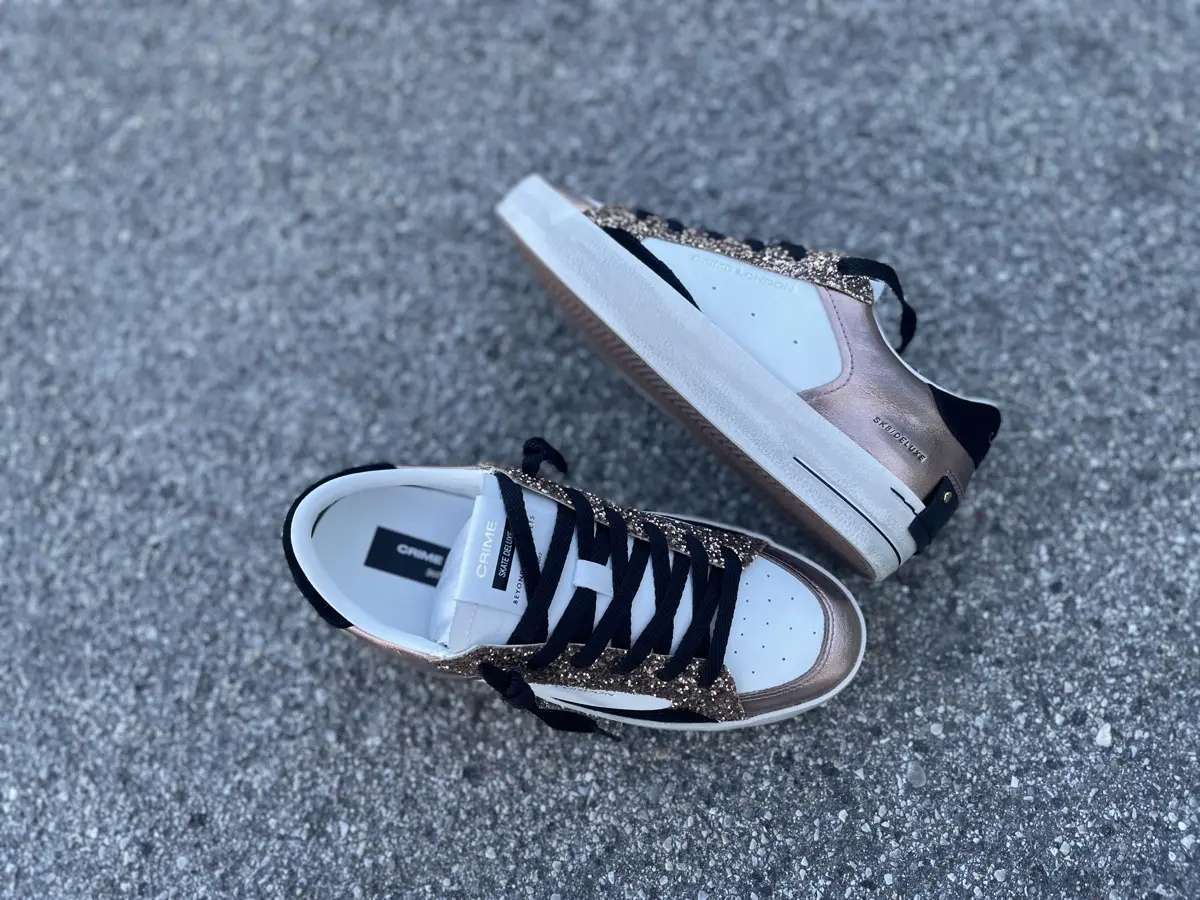 CRIME LONDON Sneakers donna SK8 DELUXE Bianco Bronzo Nero - Image 5