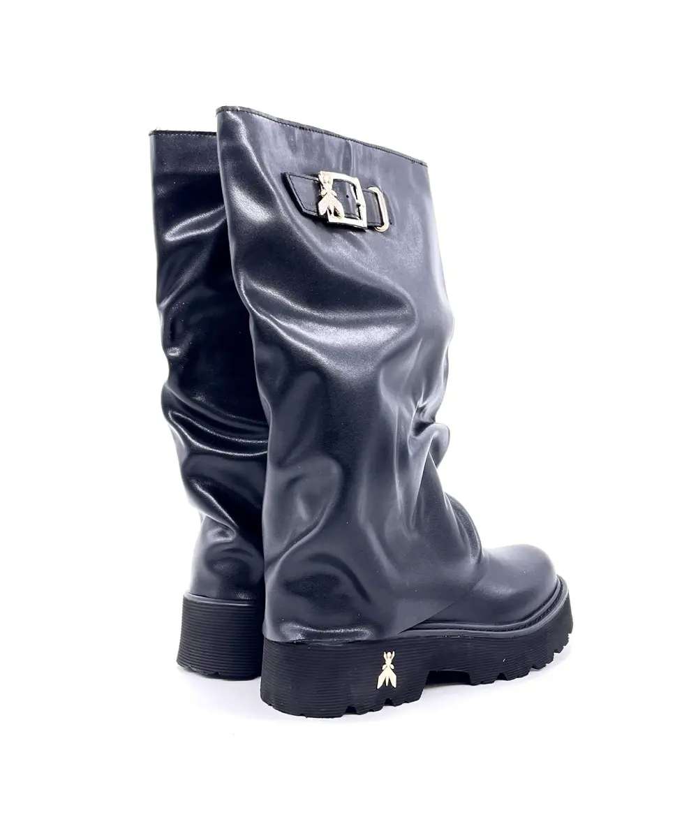 Patrizia Pepe boots donna pelle nera suola carrarmato - Image 3