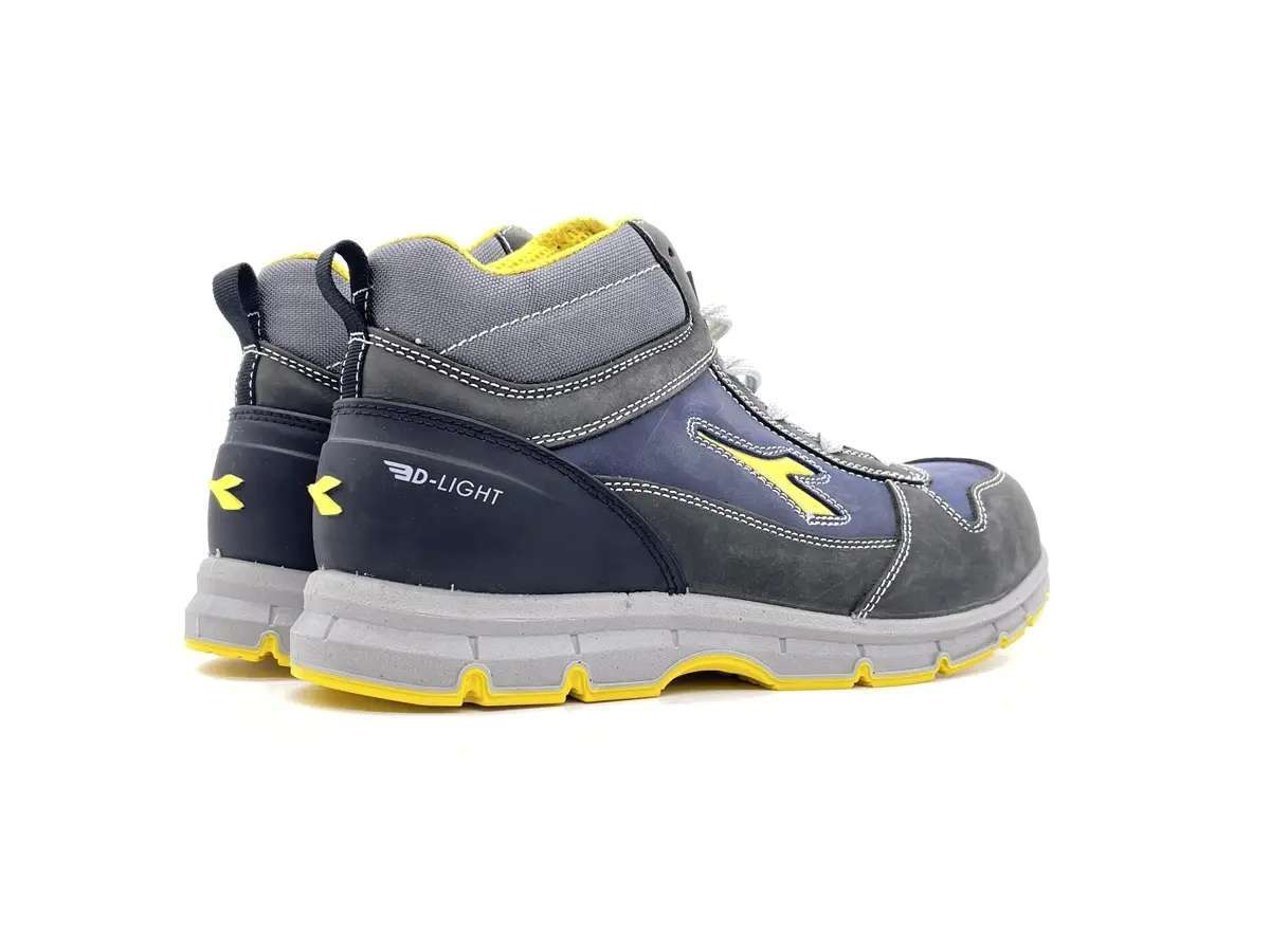 Diadora scarponcino antinfortunistico uomo Run Mid S3 pelle blu grigio - Image 2