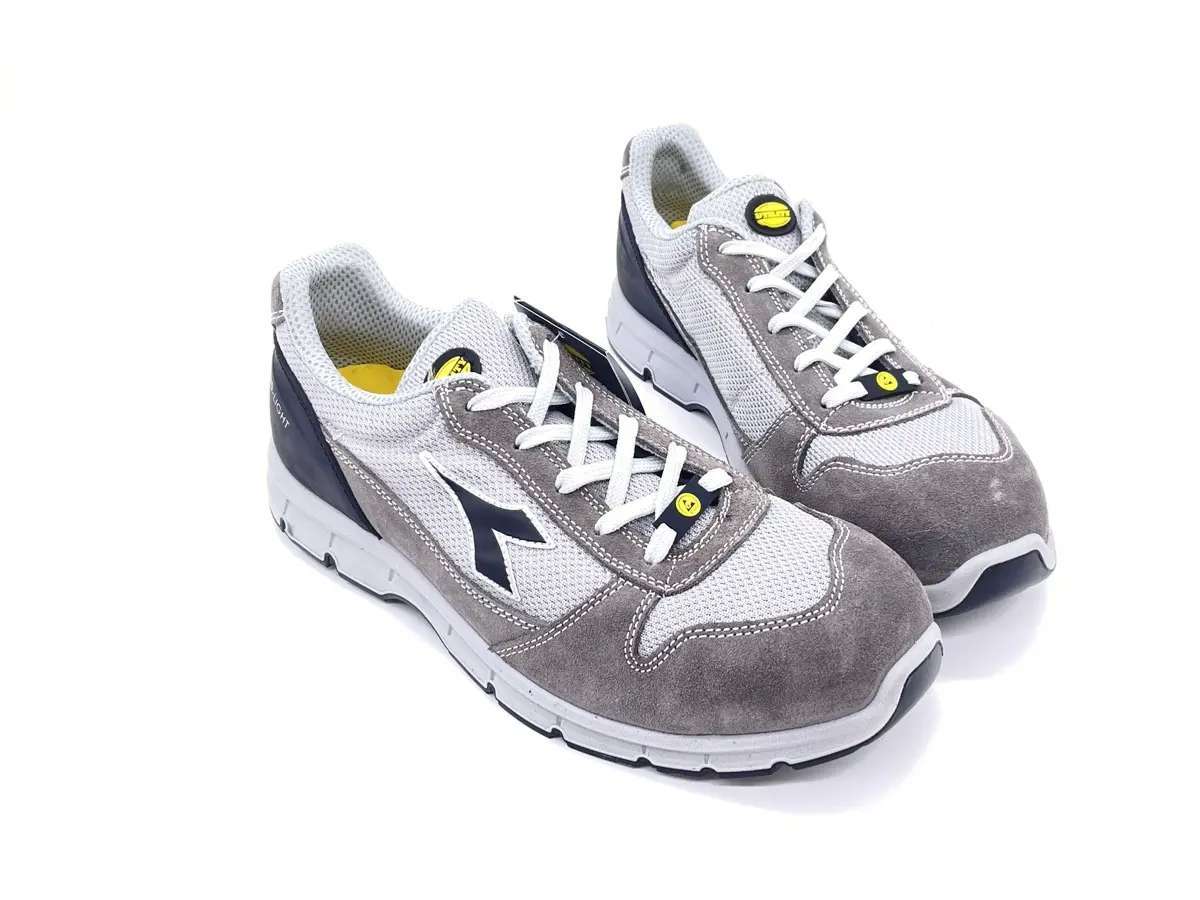 Diadora Run Text Low unisex scarpa antinfortunistica S1P tessuto e pelle grigia - Image 3