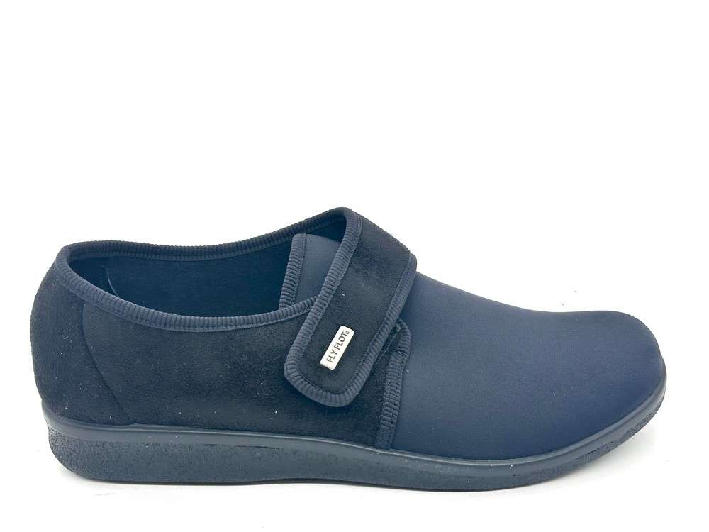 FLY FLOT Pantofola a strappo da uomo nera elasticizzata - Image 3