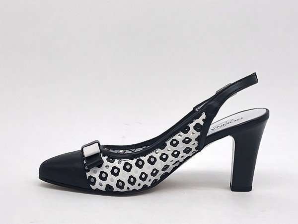 DONNA SOFT Slingback traforato in pelle bianca e nera 5679 - Image 2