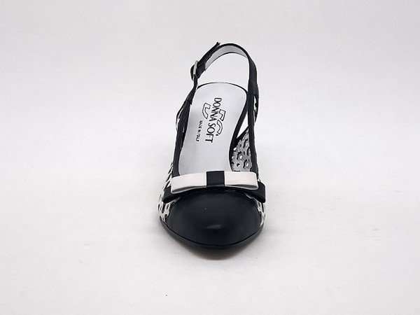 DONNA SOFT Slingback traforato in pelle bianca e nera 5679 - Image 3