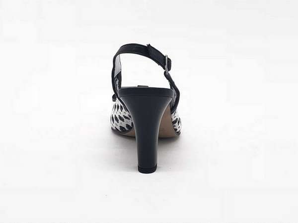 DONNA SOFT Slingback traforato in pelle bianca e nera 5679 - Image 4