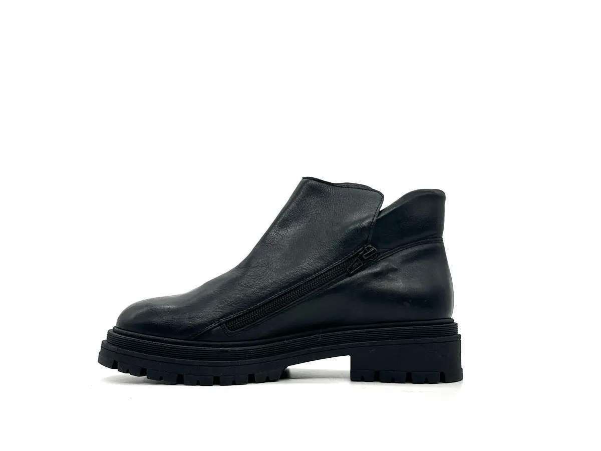 Piampiani scarponcino donna in pelle nera con doppia zip - Image 5