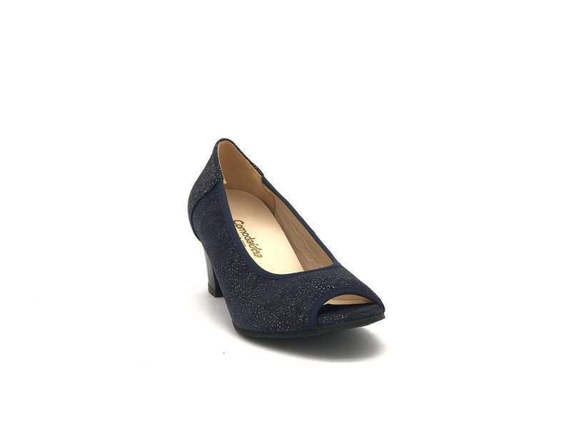 COMODA IDEA Décolleté spuntato in tessuto blu e oro 1170 - Image 3