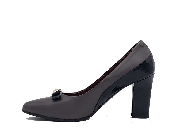 DONNA SOFT Décolleté in pelle grigia MOT957 - Image 2