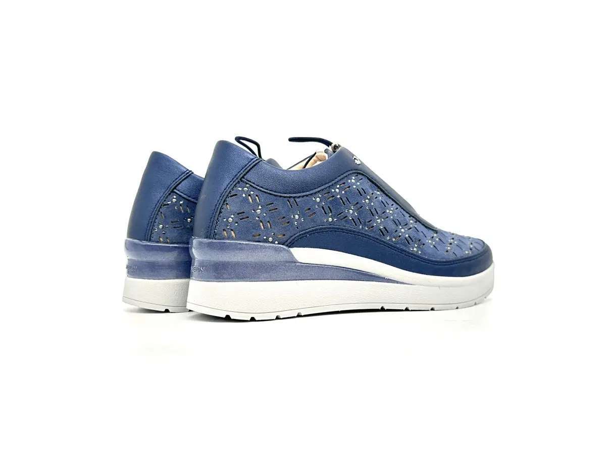 Stonefly sneaker donna blu traforate zeppa comfort suola leggera - Image 2