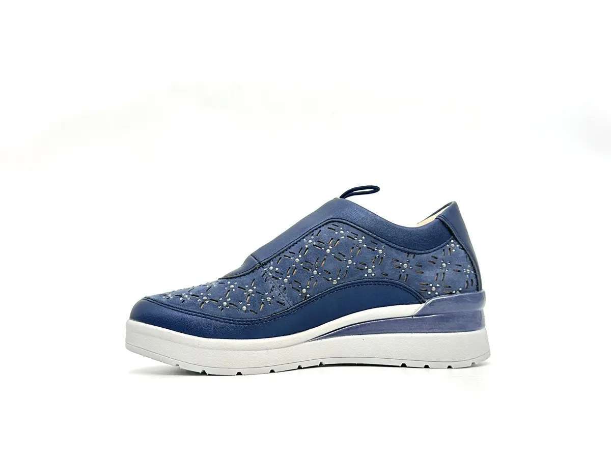 Stonefly sneaker donna blu traforate zeppa comfort suola leggera - Image 4