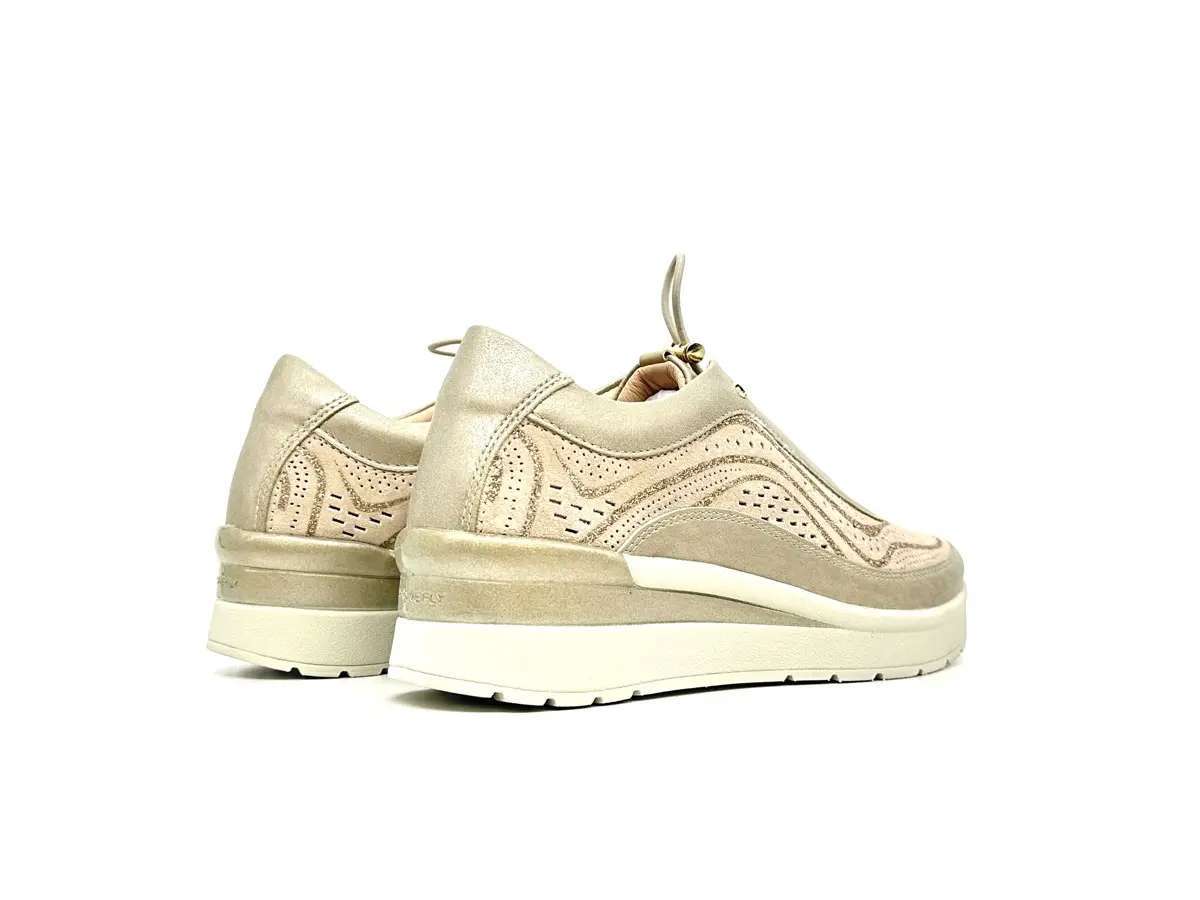 Stonefly sneaker donna oro traforate zeppa comfort suola leggera - Image 2