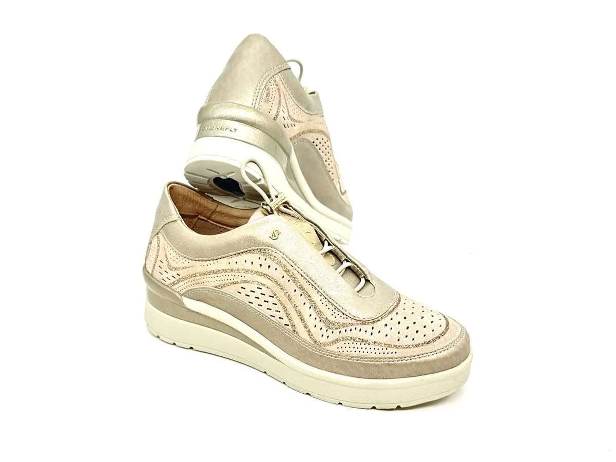 Stonefly sneaker donna oro traforate zeppa comfort suola leggera - Image 3