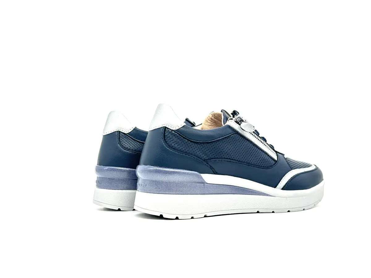 Stonefly sneaker donna blu traforate zip laterale zeppa comfort suola leggera - Image 2