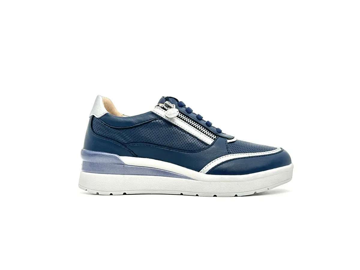 Stonefly sneaker donna blu traforate zip laterale zeppa comfort suola leggera - Image 3