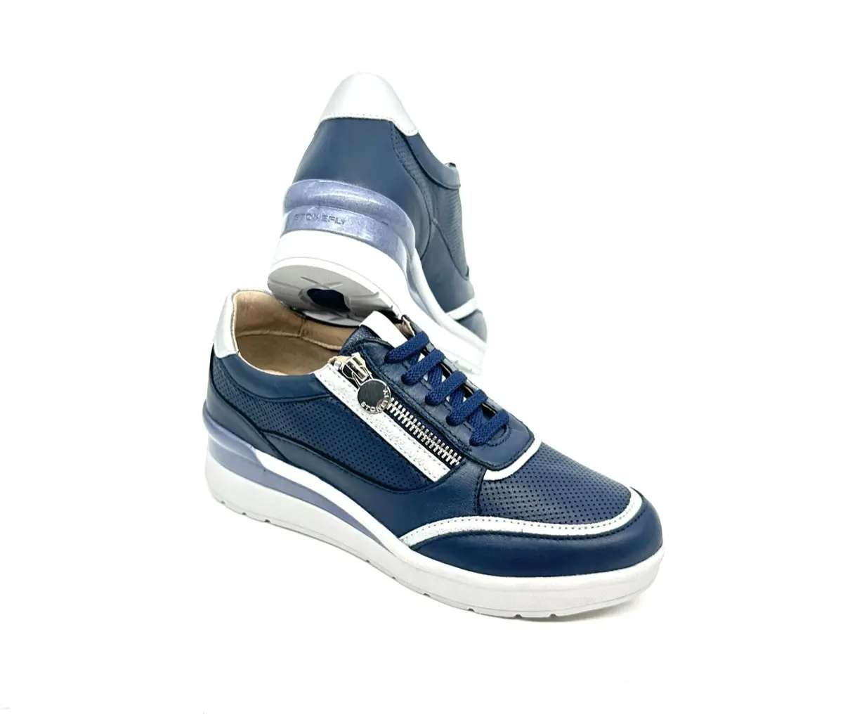 Stonefly sneaker donna blu traforate zip laterale zeppa comfort suola leggera - Image 5