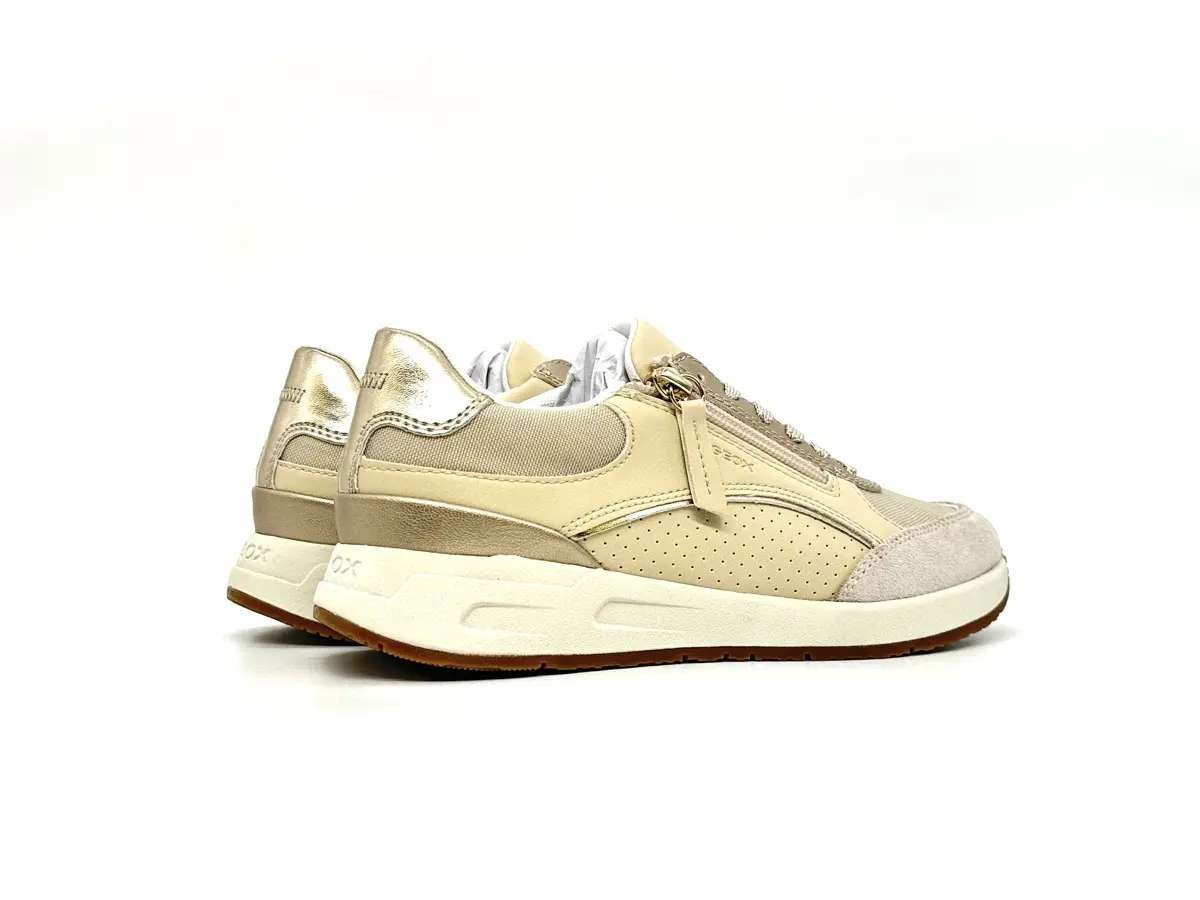 Geox Bulmya sneaker donna beige zip laterale pelle e tessuto suola traspirante - Image 2