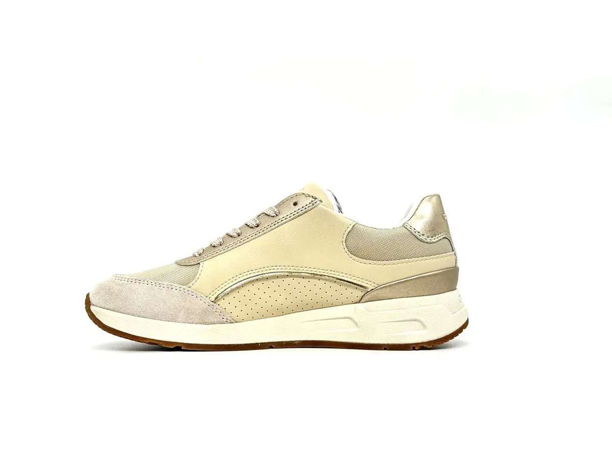 Geox Bulmya sneaker donna beige zip laterale pelle e tessuto suola traspirante - Image 3