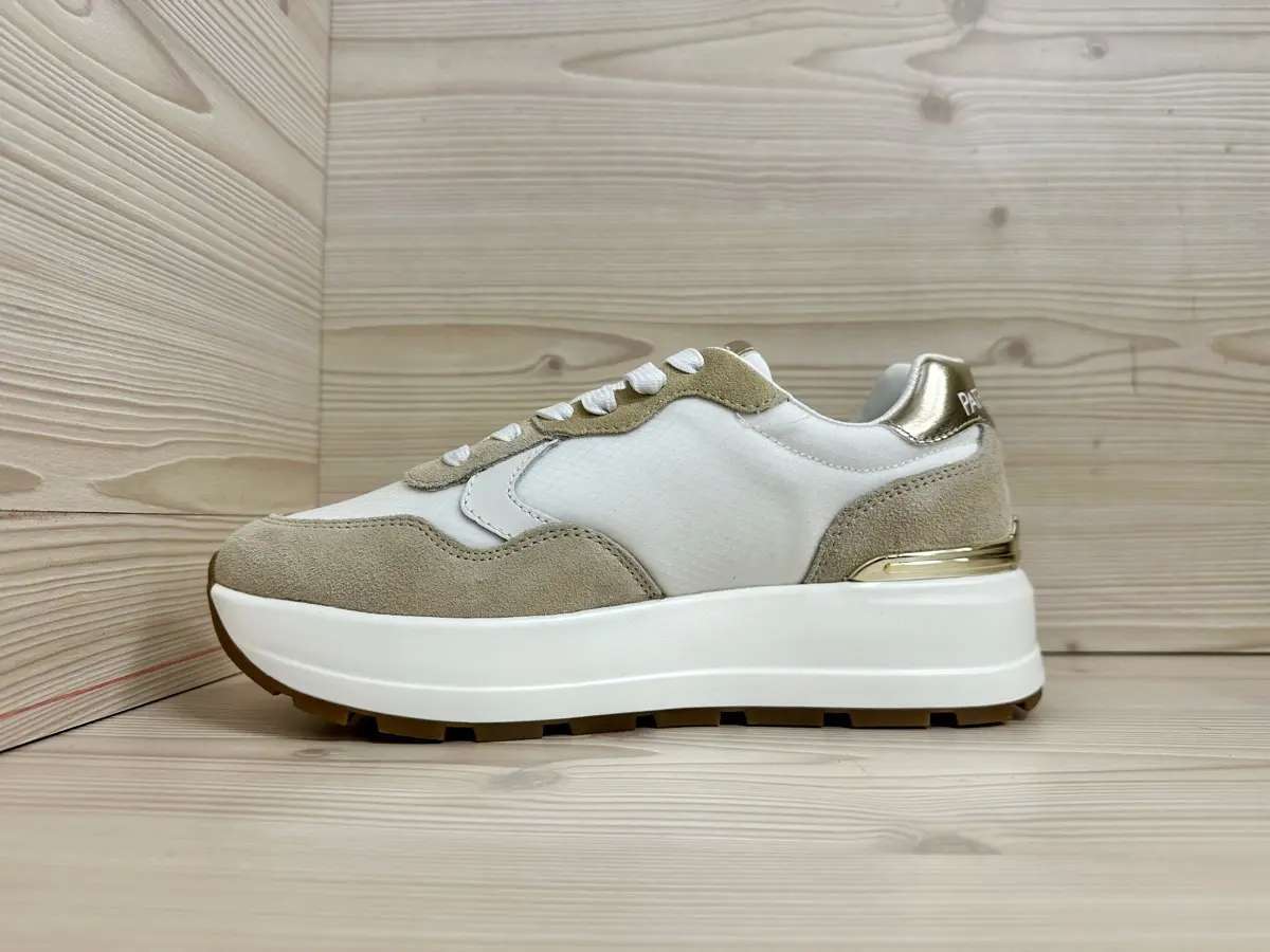 Patrizia Pepe sneaker donna pelle e suede bianca beige platform logo laterale - Image 6