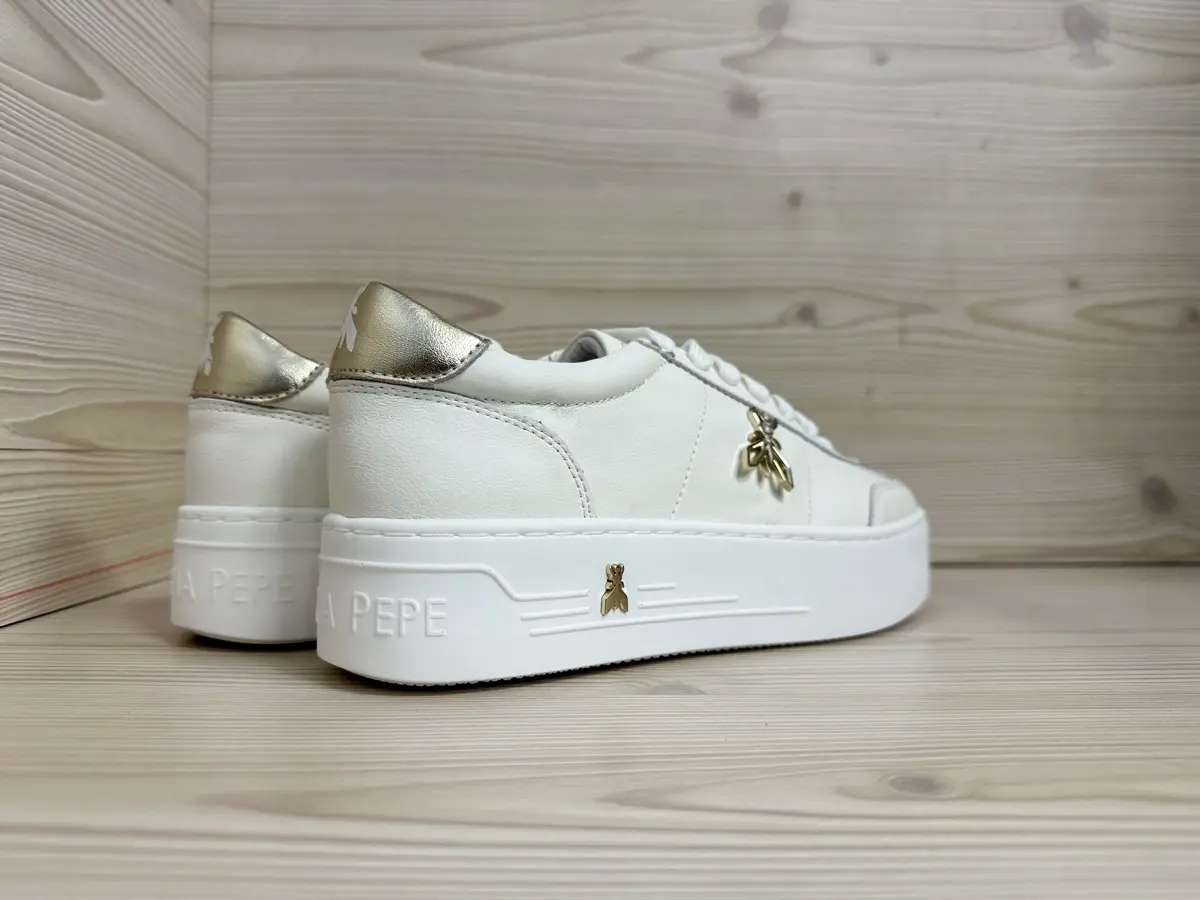 Patrizia Pepe sneaker donna pelle bianca platform logo laterale oro - Image 2