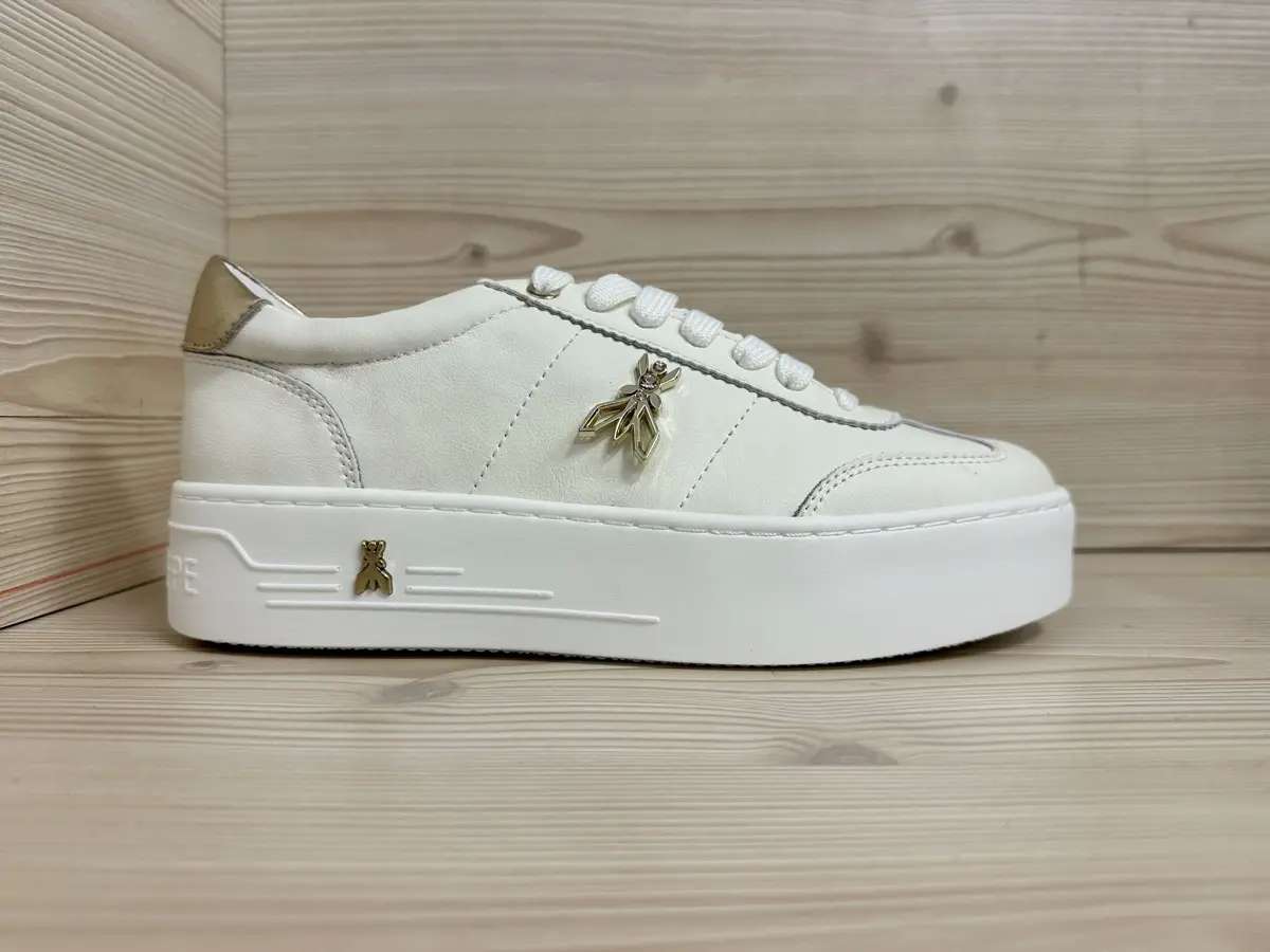 Patrizia Pepe sneaker donna pelle bianca platform logo laterale oro - Image 4