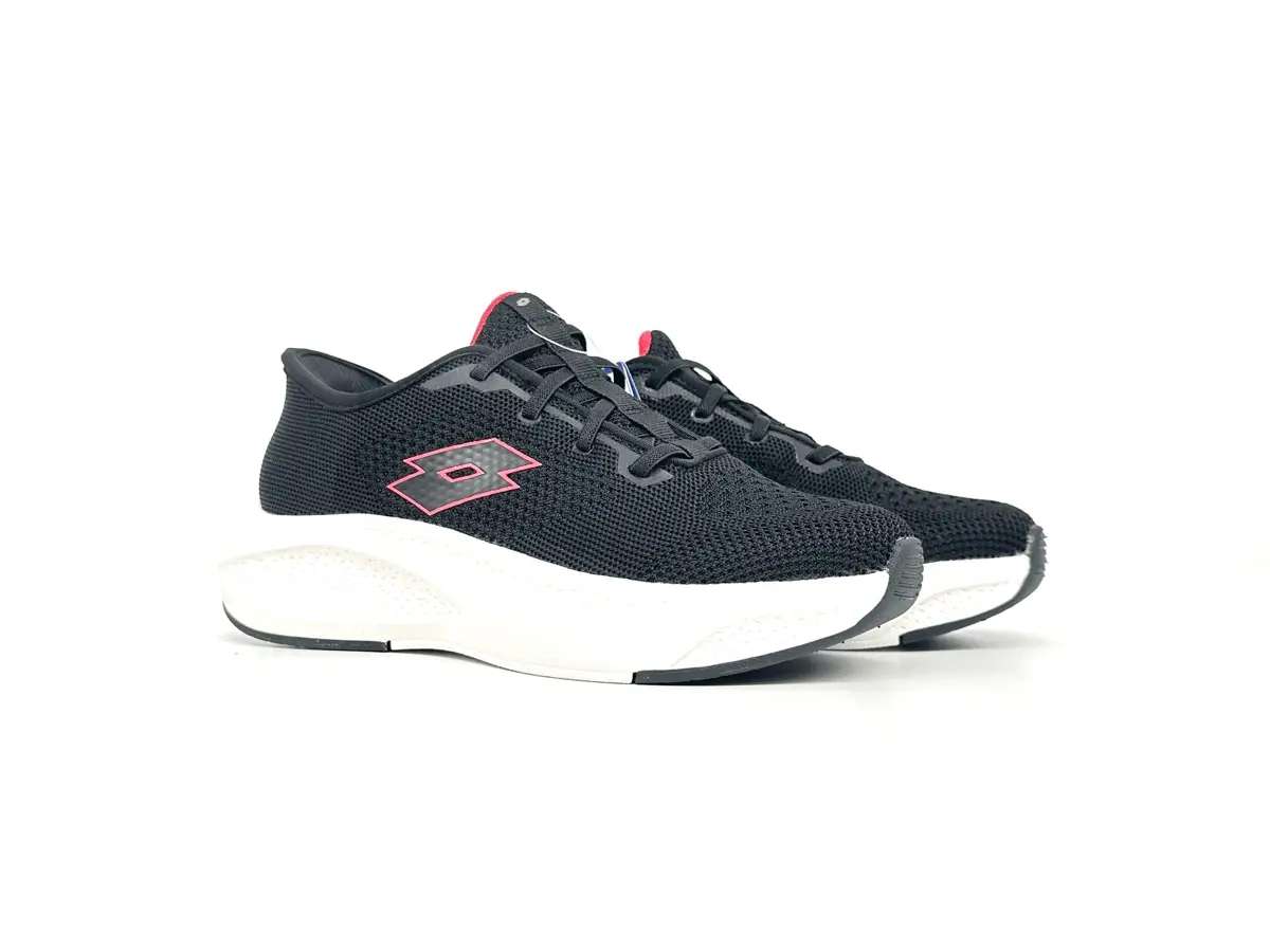 Lotto sneaker donna Run 90 Slip & Go nera con dettagli rosa memory foam