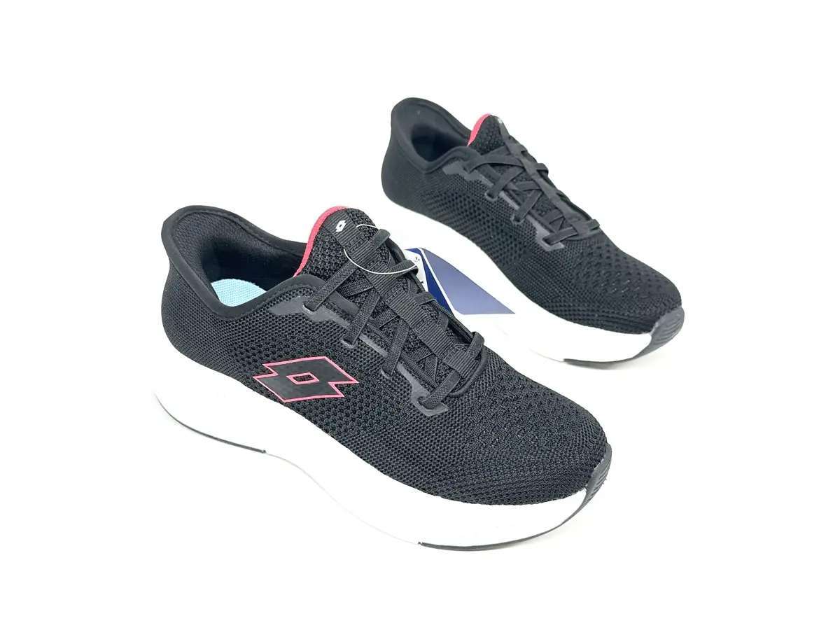 Lotto sneaker donna Run 90 Slip & Go nera con dettagli rosa memory foam - Image 3
