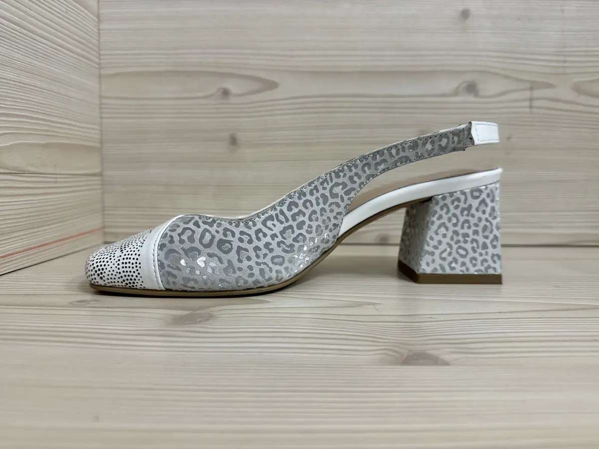 Daphne slingback donna pelle bianca traforata con tacco largo elegante - Image 6