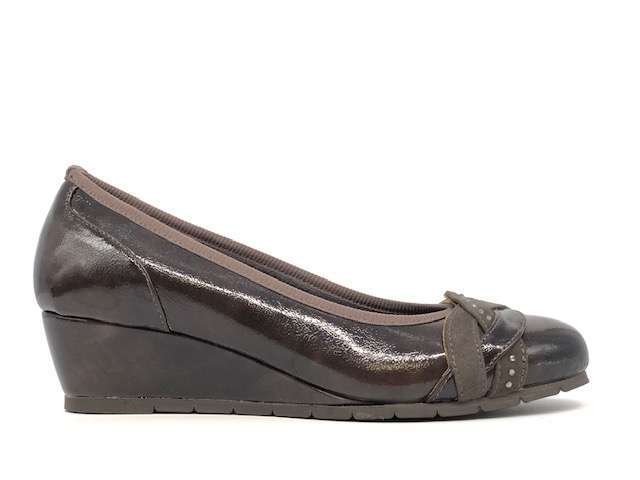 FIORELLA DORO Décolleté zeppa ecopelle naplack taupe - Image 4