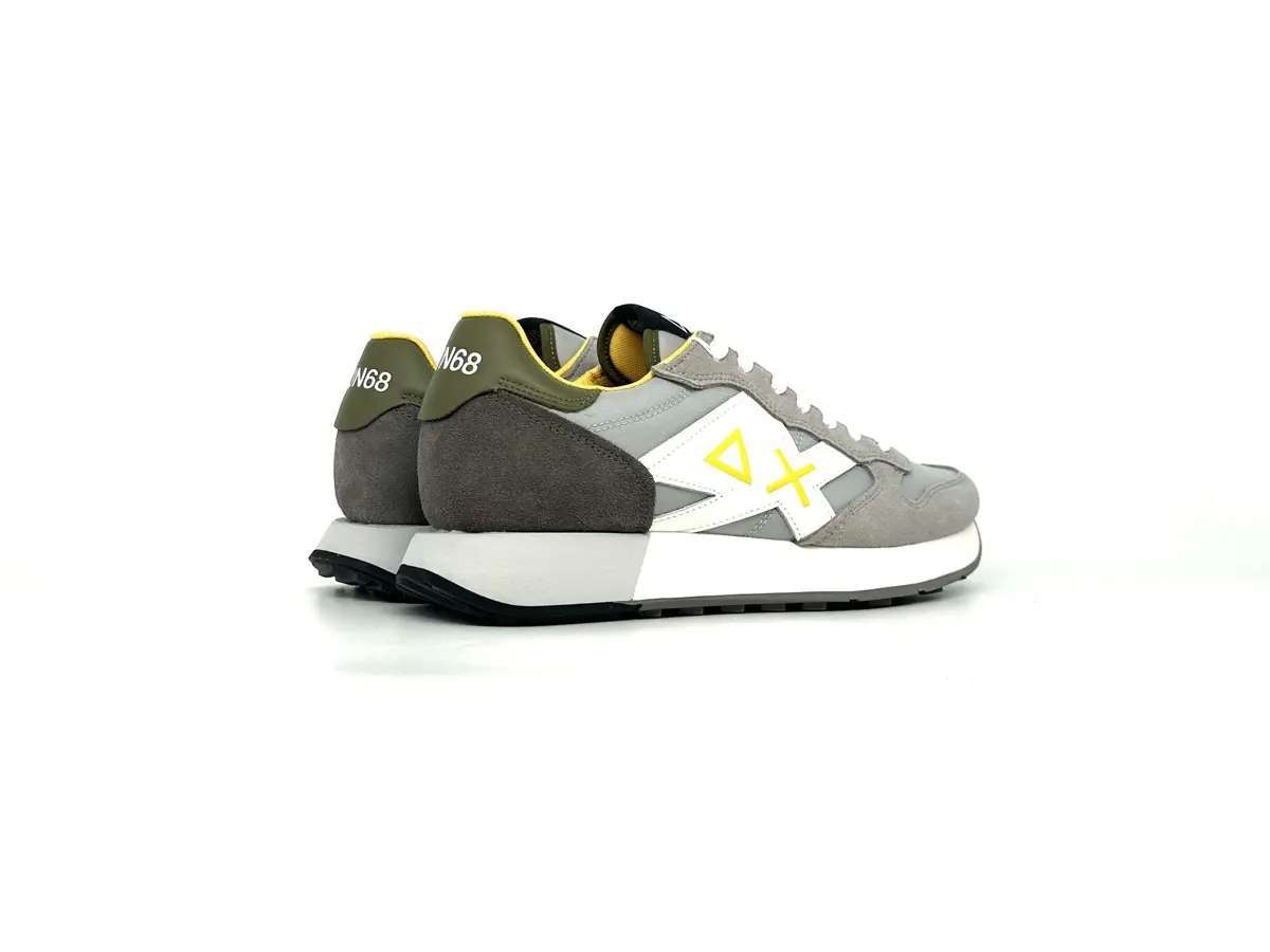 Sun68 Jaki 2.0 sneakers uomo grigie nylon suede logo giallo - Image 2