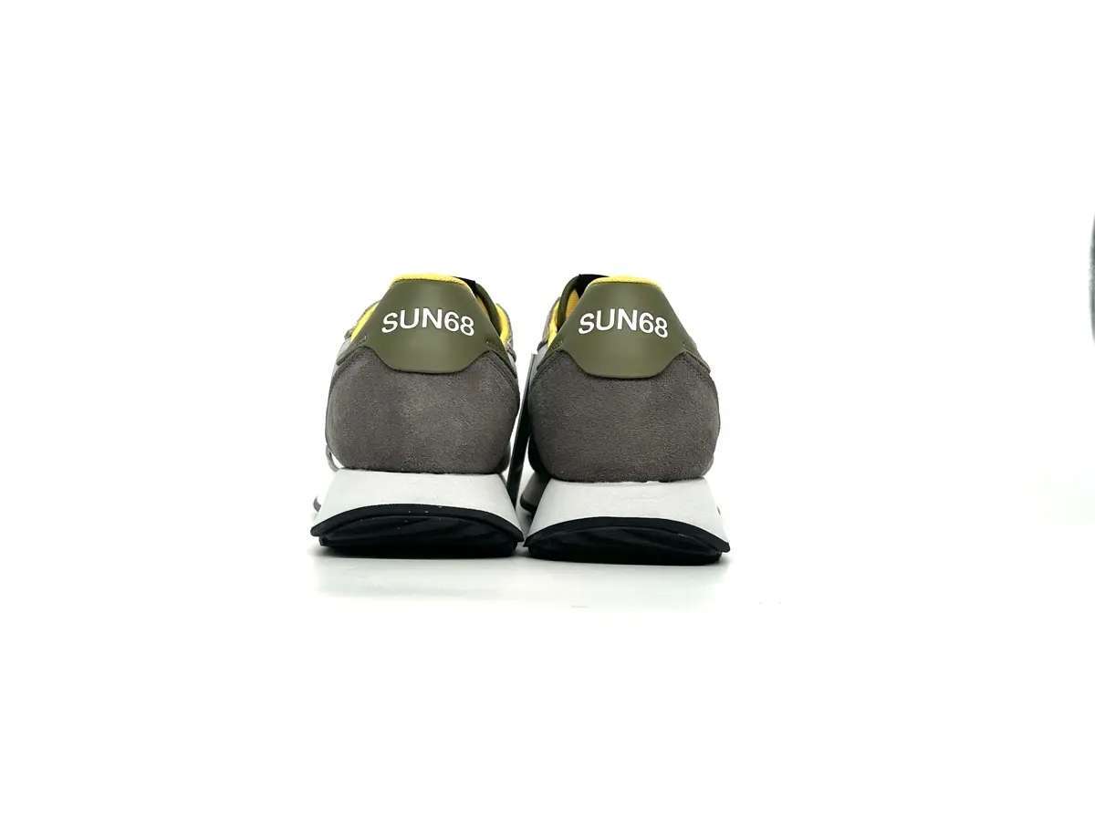 Sun68 Jaki 2.0 sneakers uomo grigie nylon suede logo giallo - Image 3