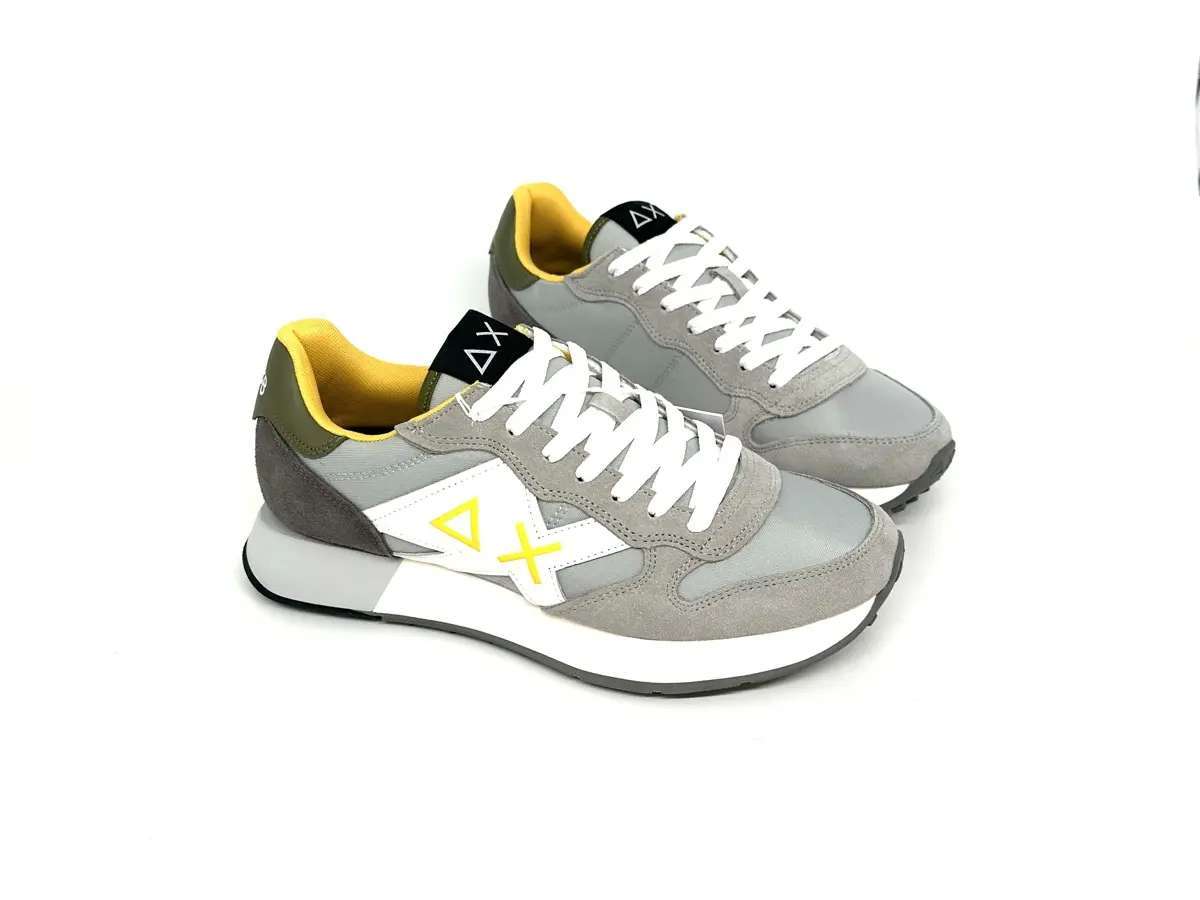 Sun68 Jaki 2.0 sneakers uomo grigie nylon suede logo giallo - Image 6