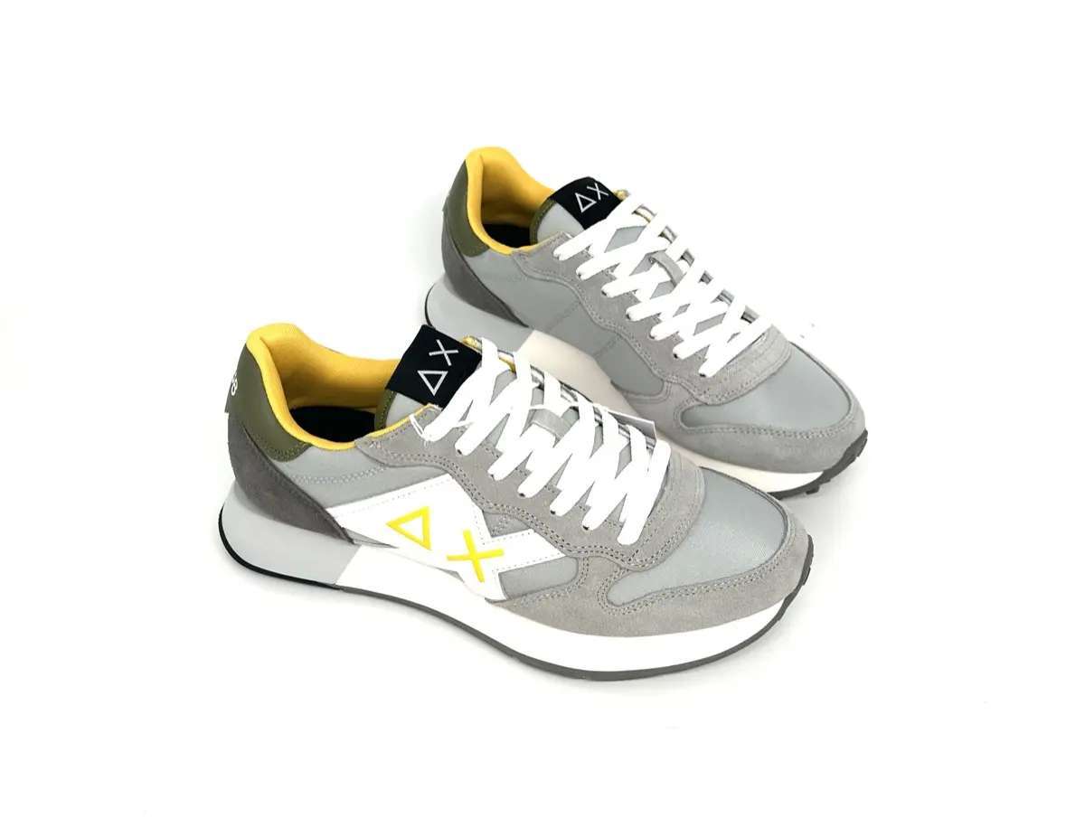 Sun68 Jaki 2.0 sneakers uomo grigie nylon suede logo giallo - Image 7