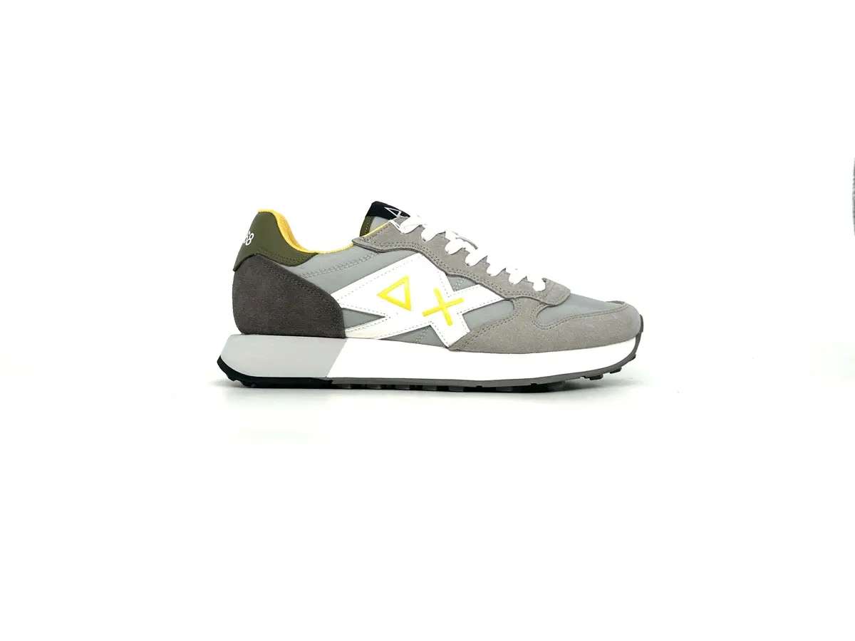 Sun68 Jaki 2.0 sneakers uomo grigie nylon suede logo giallo - Image 4
