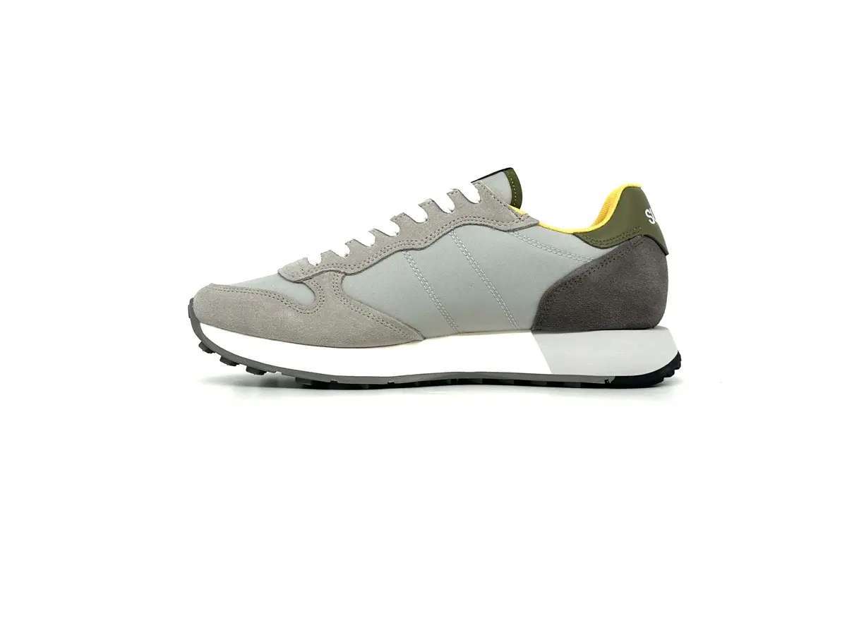 Sun68 Jaki 2.0 sneakers uomo grigie nylon suede logo giallo - Image 5