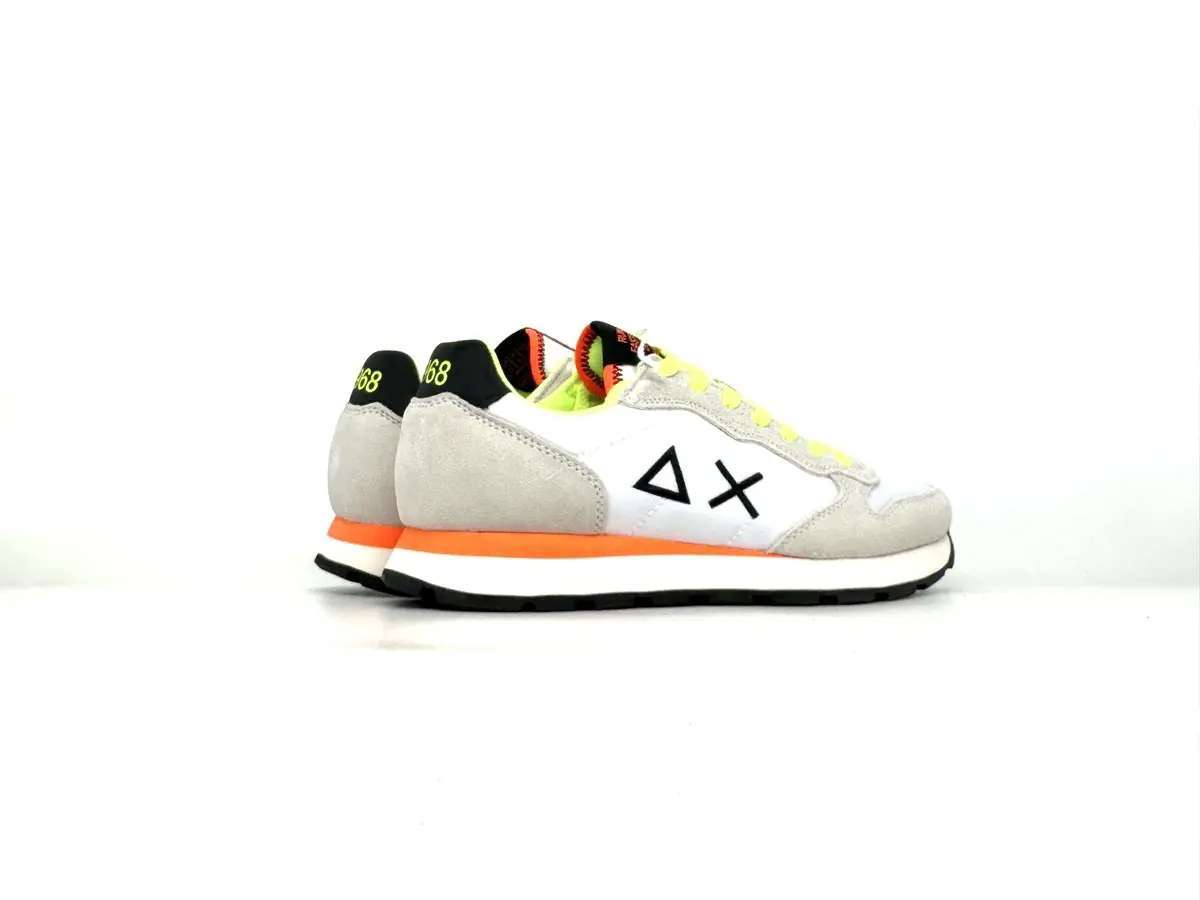 Sun68 Tom Fluo sneakers uomo bianche nylon suede dettagli fluo - Image 2